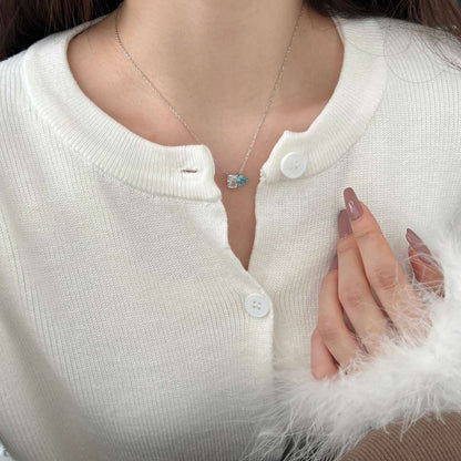 [Royal Jewelry]Dazzling Square & Heart Shape Necklace