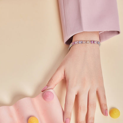 [Royal Jewelry]Radiant Colorful Emerald Cut Party Bracelet