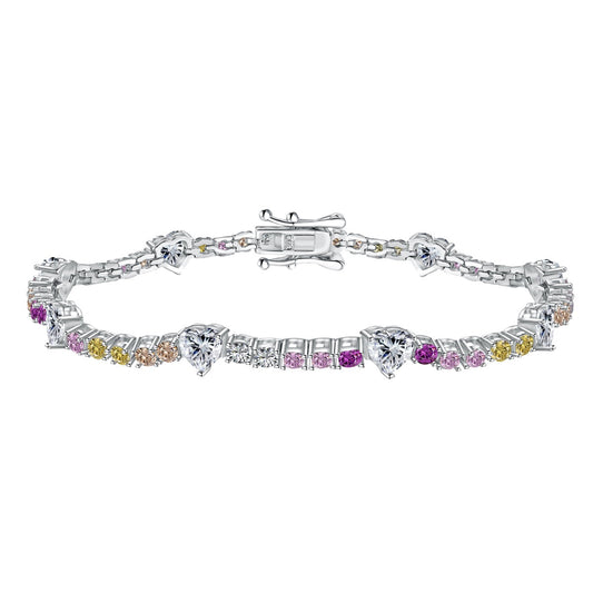 [Royal Jewelry]Romantic Heart Shape Round Cut Lover Bracelet