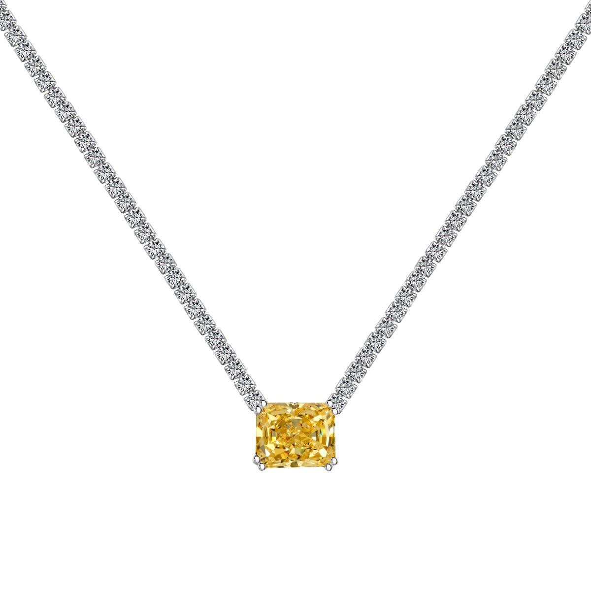 [Royal Jewelry]4.0 Carat Elegant Radiant Cut Necklace