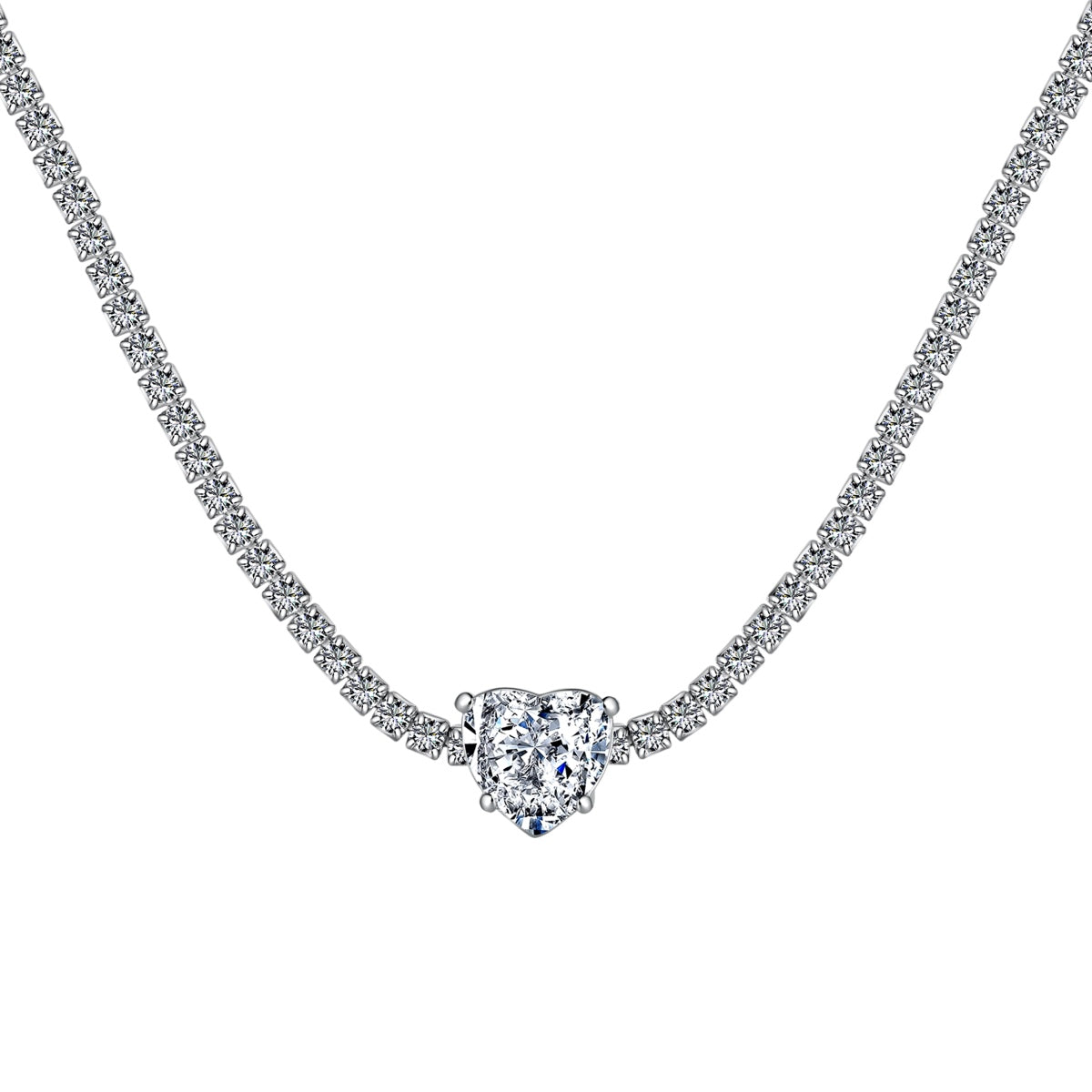 [Royal Jewelry]2.0 Carat Sparkling Tennis Heart Cut Necklace