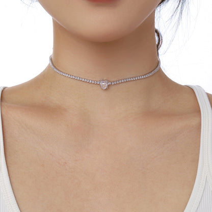 [Royal Jewelry]2.0 Carat Sparkling Tennis Heart Cut Necklace