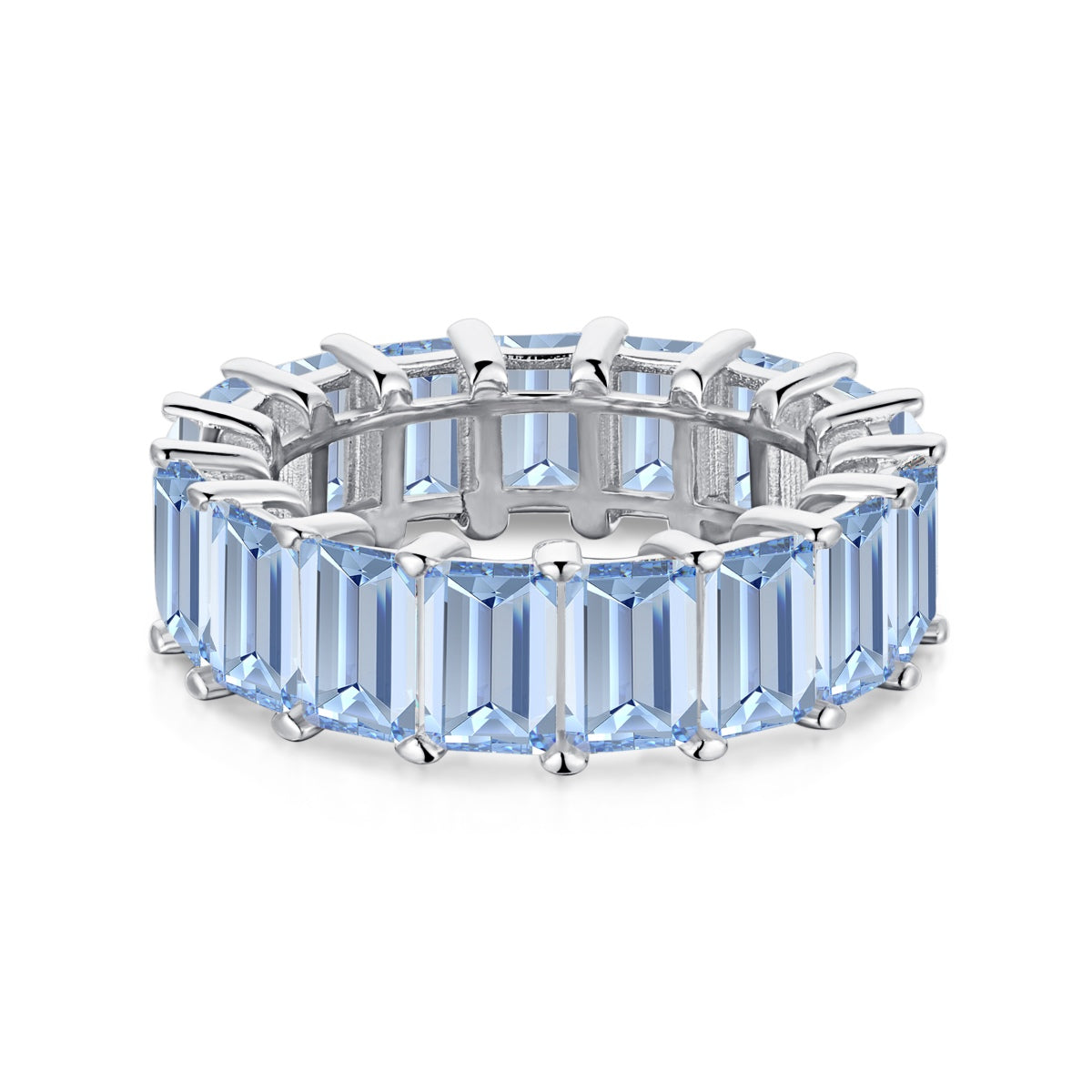 [Royal Jewelry]0.75 Carat Elegant Emerald Cut Tennis Ring