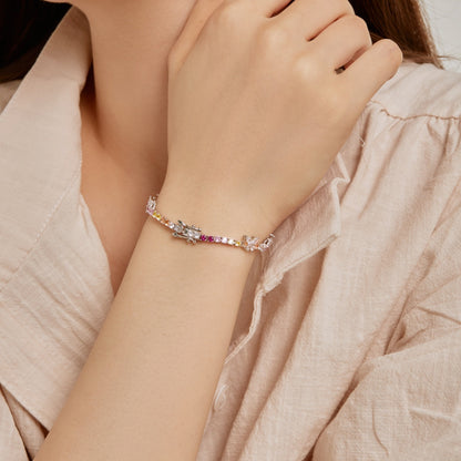 [Royal Jewelry]Ornate Colorful Butterfly Shape Round Cut Daily Bracelet
