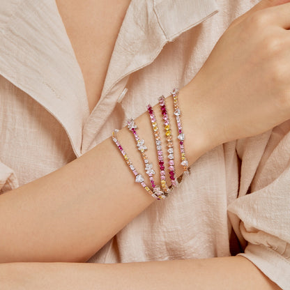 [Royal Jewelry]Ornate Colorful Butterfly Shape Round Cut Daily Bracelet