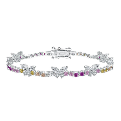 [Royal Jewelry]Ornate Colorful Butterfly Shape Round Cut Daily Bracelet