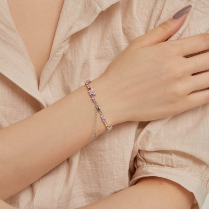 [Royal Jewelry]Ornate Colorful Butterfly Shape Round Cut Daily Bracelet