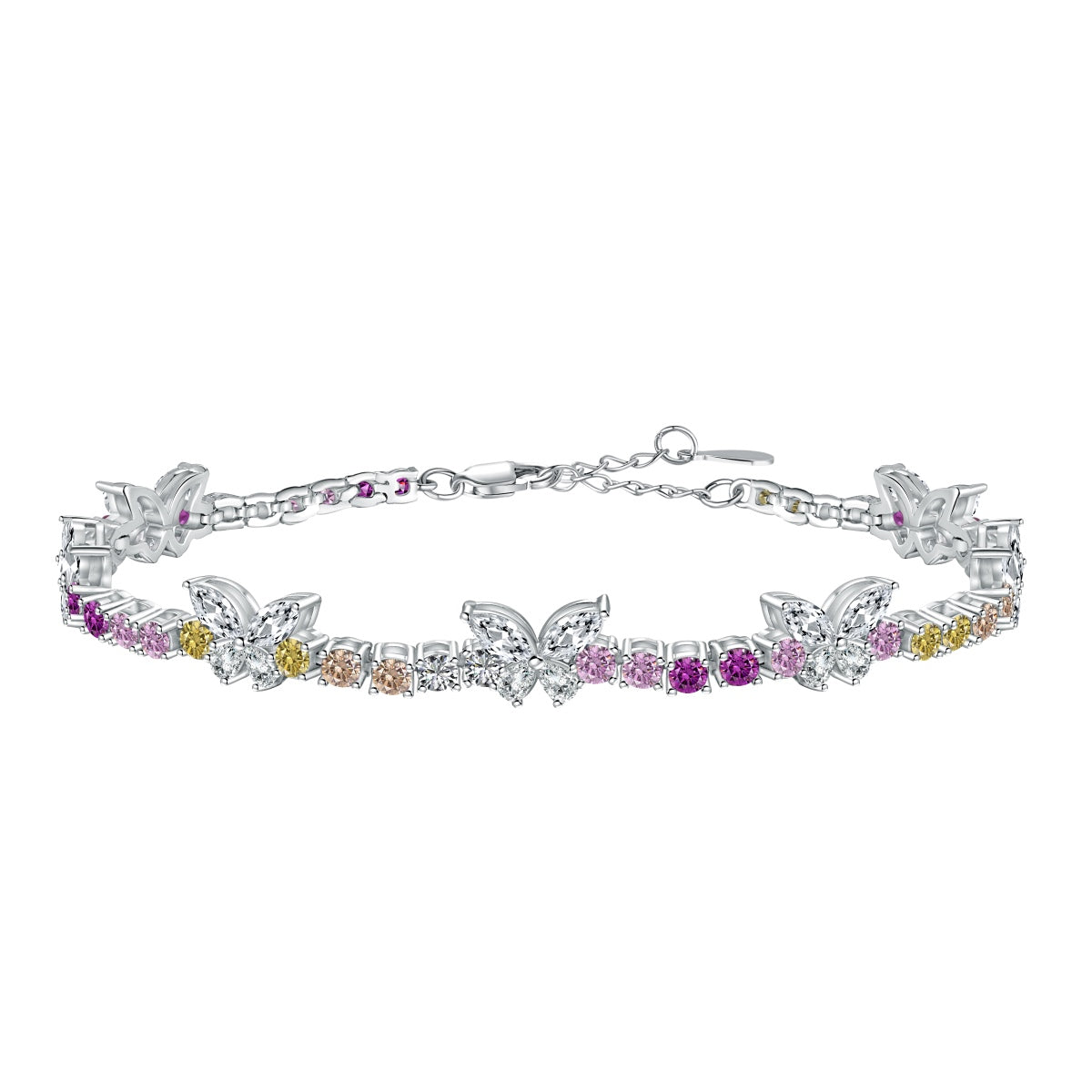 [Royal Jewelry]Ornate Colorful Butterfly Shape Round Cut Daily Bracelet