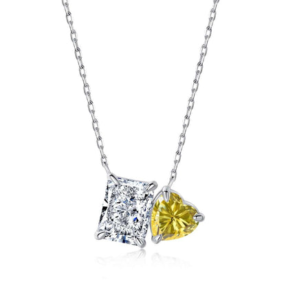 [Royal Jewelry]Dazzling Square & Heart Shape Necklace