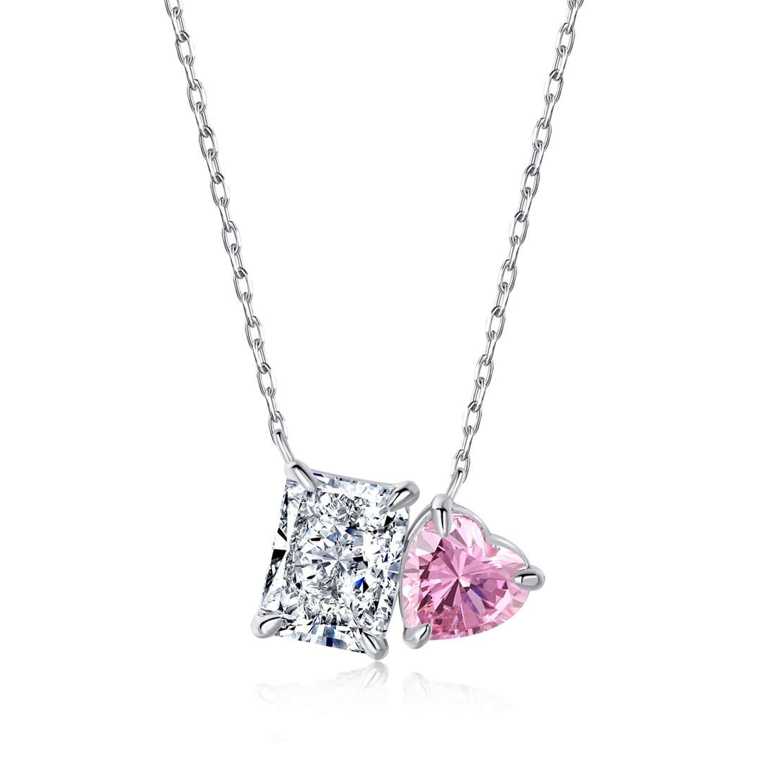 [Royal Jewelry]Dazzling Square & Heart Shape Necklace