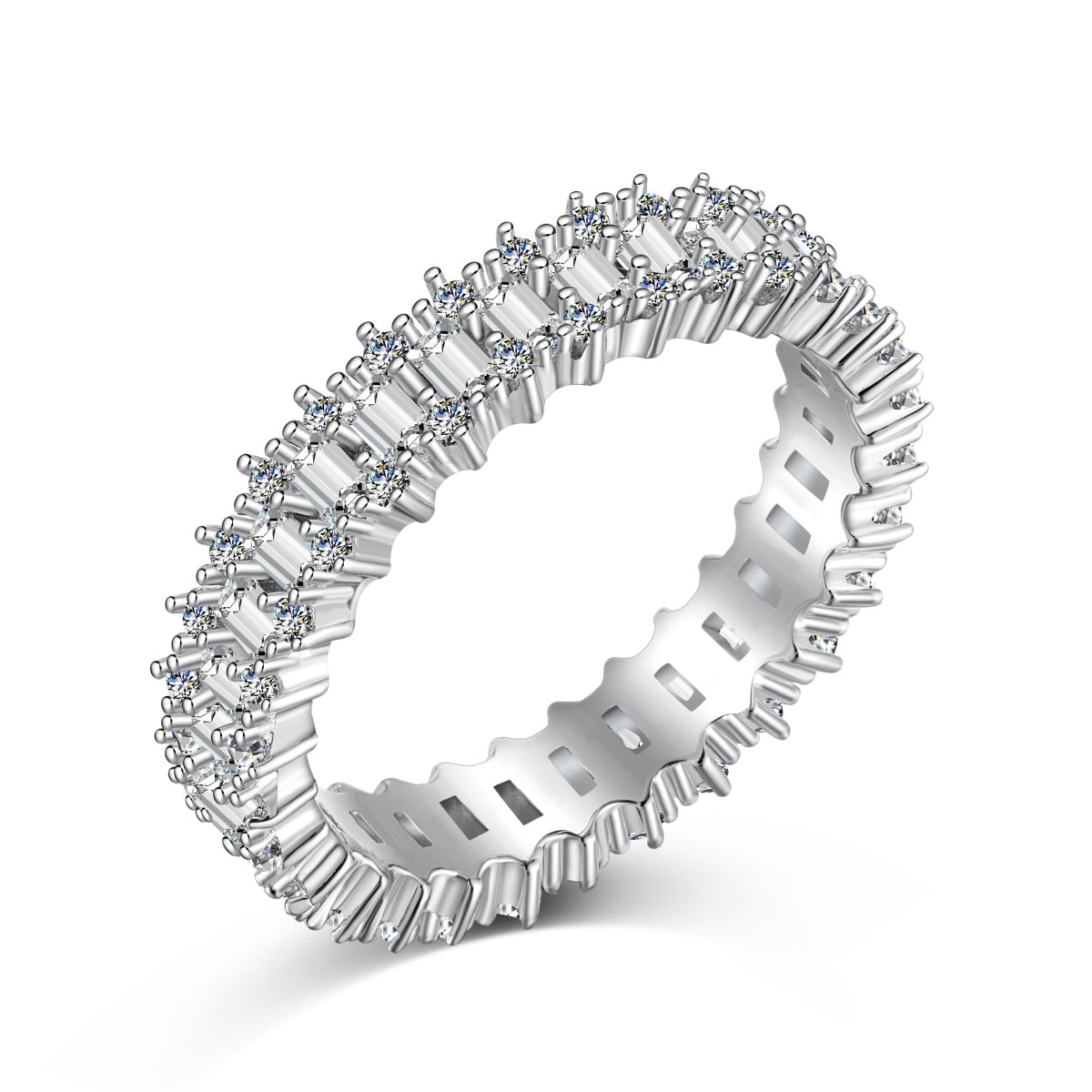 [Royal Jewelry]Splashy Ornate Emerald Cut Cocktail Ring