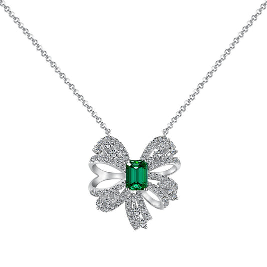 [Royal Jewelry]Luxurious Flower Shape Emerald Cut Necklace