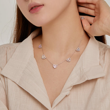 [Royal Jewelry]Sparkling Five Heart Necklace