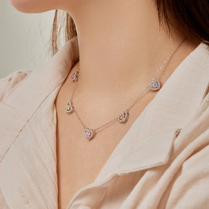 [Royal Jewelry]Sparkling Five Heart Necklace