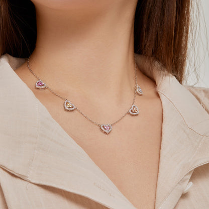 [Royal Jewelry]Sparkling Five Heart Necklace