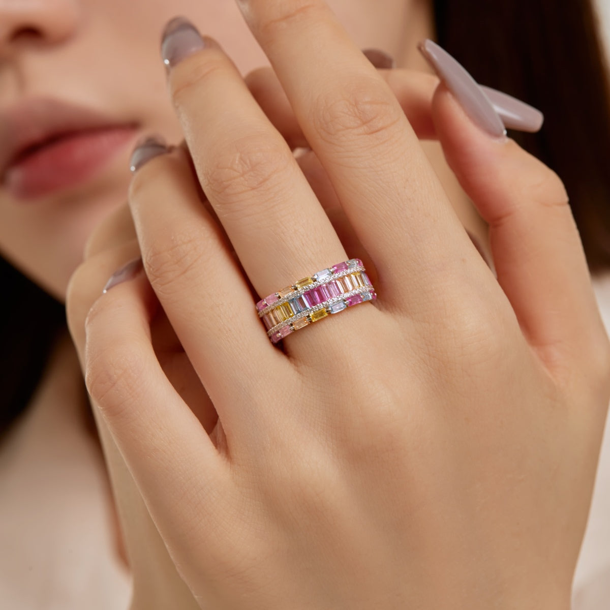[Royal Jewelry]Dazzling Colorful Radiant Cut Party Ring