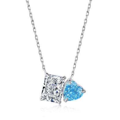 [Royal Jewelry]Dazzling Square & Heart Shape Necklace