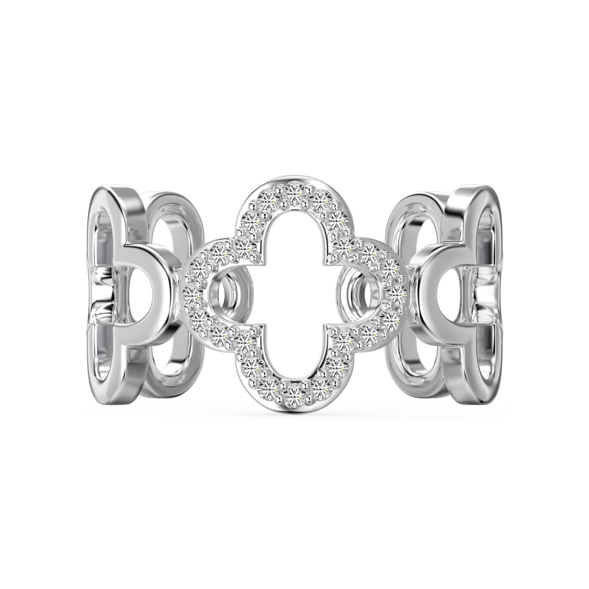 [Royal Jewelry]Hollow Design Four-Leaf Clover Flower Shape Ring