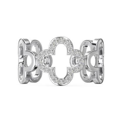 [Royal Jewelry]Hollow Design Four-Leaf Clover Flower Shape Ring