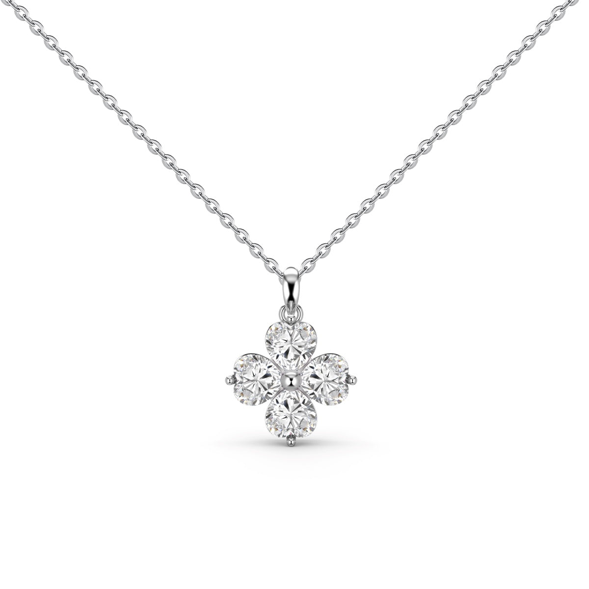 [Royal Jewelry]Heart-Shaped Four-Leaf Clover Bead Necklace