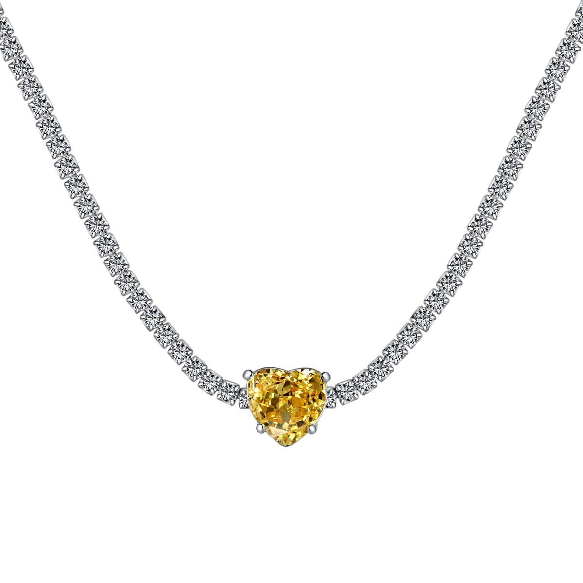 [Royal Jewelry]2.0 Carat Sparkling Tennis Heart Cut Necklace