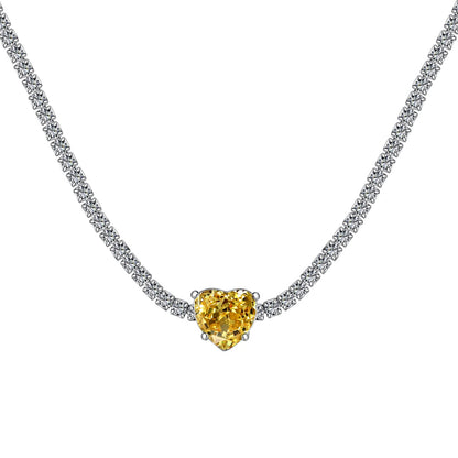 [Royal Jewelry]2.0 Carat Sparkling Tennis Heart Cut Necklace