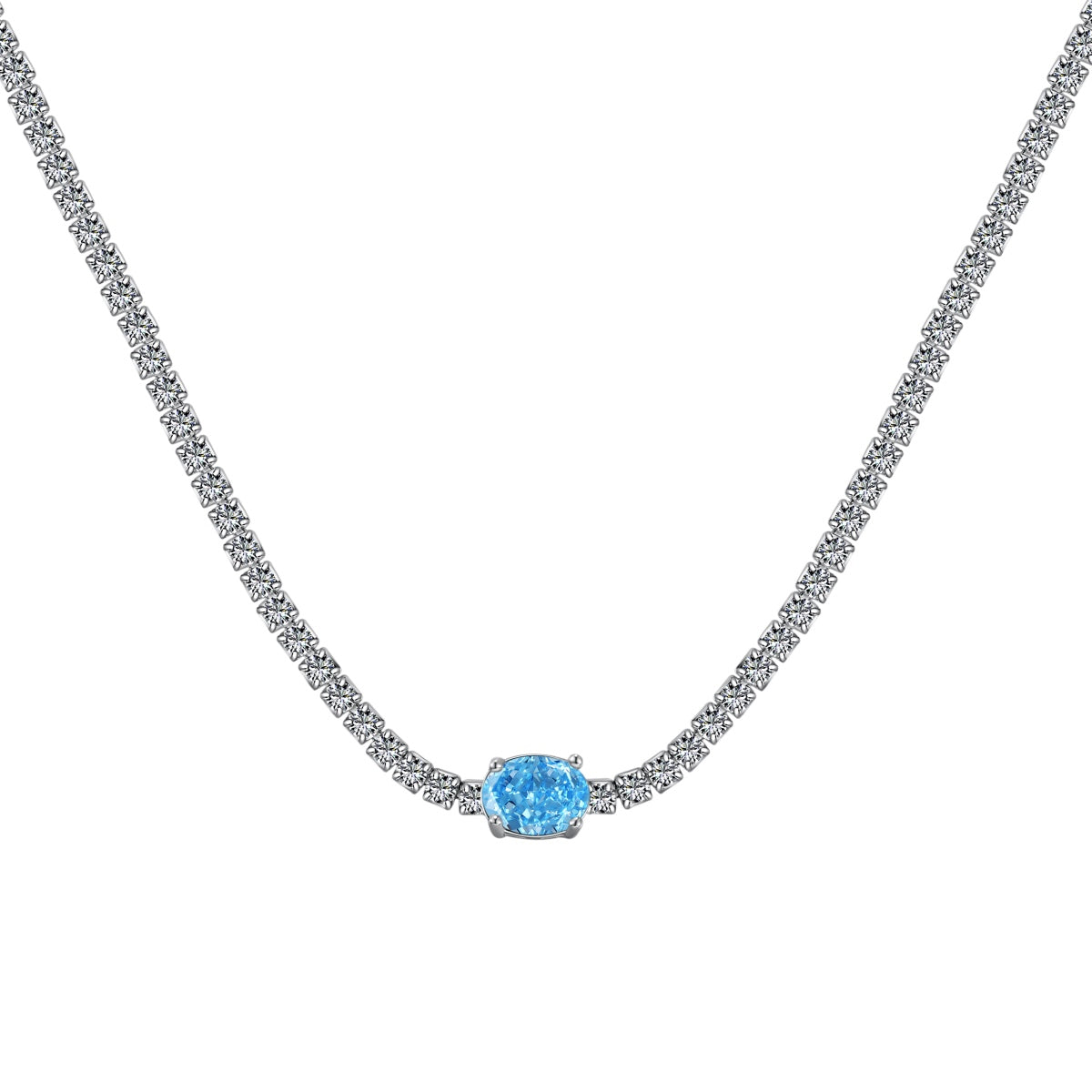 [Royal Jewelry]1.0 Carat Shining Oval Cut Necklace