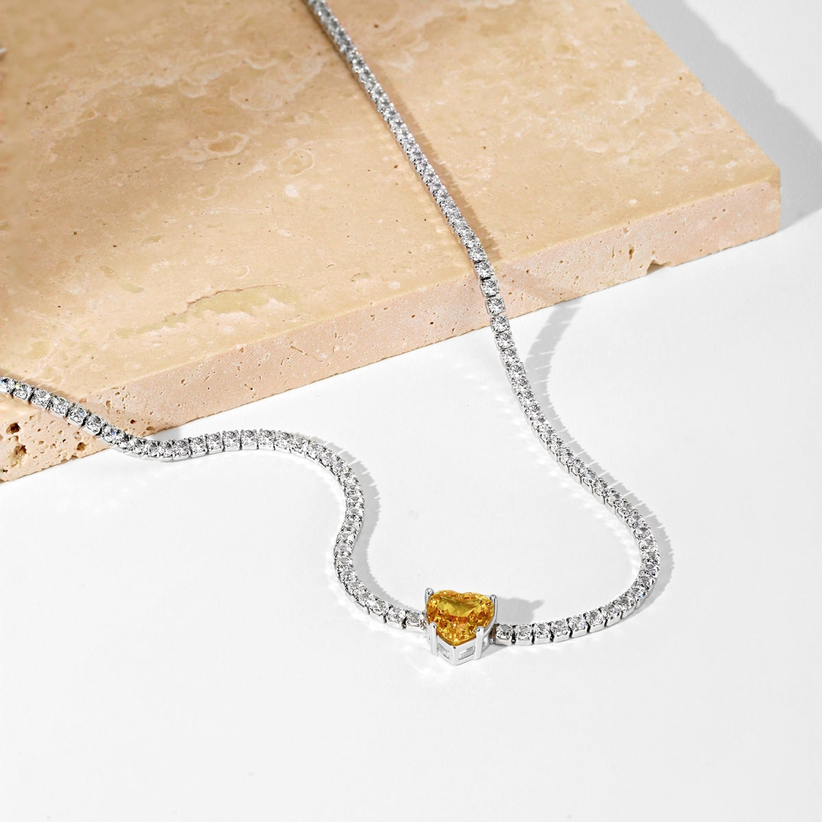 [Royal Jewelry]2.0 Carat Sparkling Tennis Heart Cut Necklace
