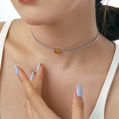 [Royal Jewelry]2.0 Carat Sparkling Tennis Heart Cut Necklace