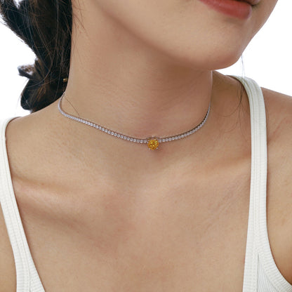 [Royal Jewelry]2.0 Carat Sparkling Tennis Heart Cut Necklace