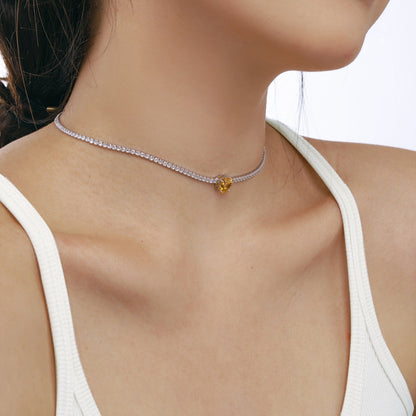 [Royal Jewelry]2.0 Carat Sparkling Tennis Heart Cut Necklace