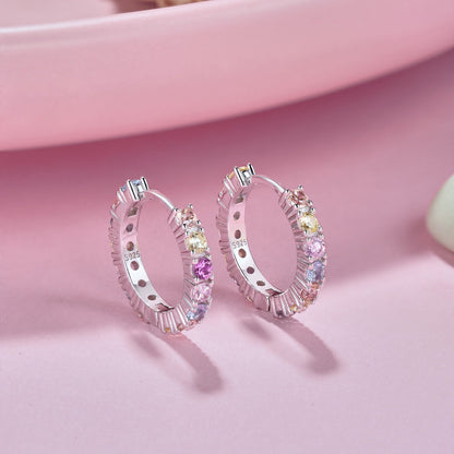 [Royal Jewelry]Radiant Colorful Round Cut Earrings