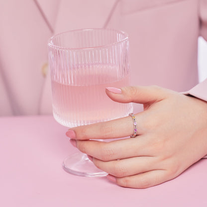 [Royal Jewelry]Sparkling Colorful Round Cut Tennis Ring