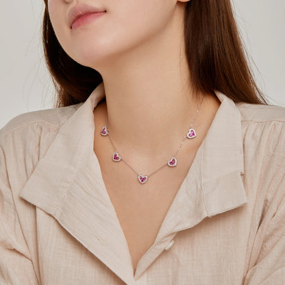 [Royal Jewelry]Sparkling Five Heart Necklace