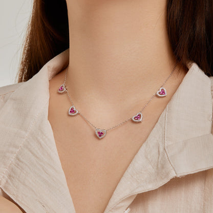 [Royal Jewelry]Sparkling Five Heart Necklace