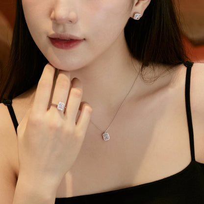 [Royal Jewelry]1.0 Carat Luxurious Dainty Emerald Cut Daily Earrings
