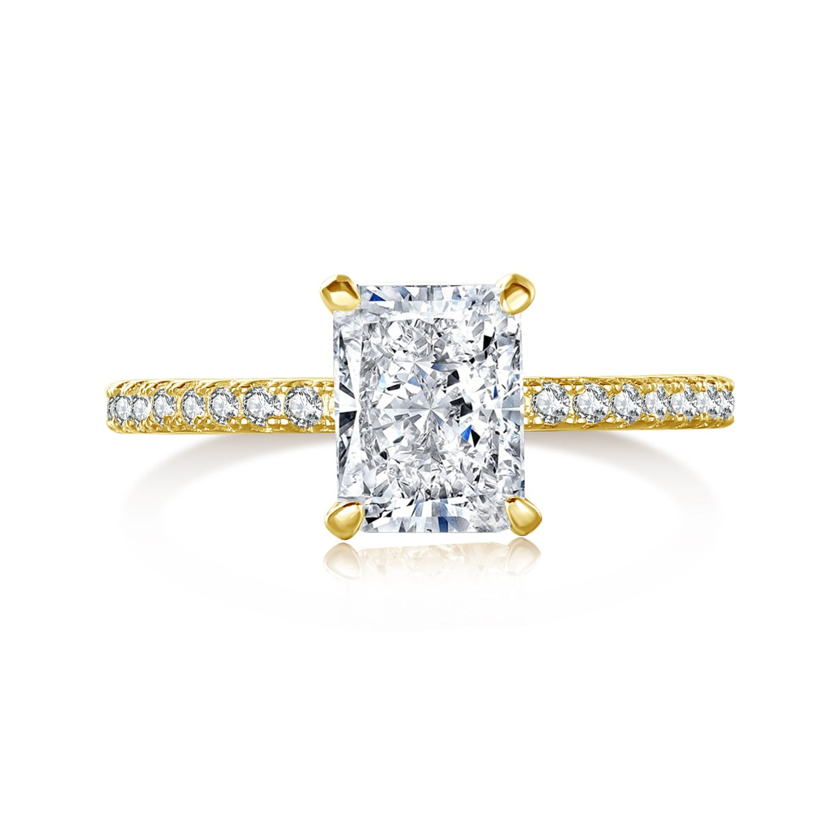 [Royal Jewelry]2.0 Carat Dazzling Sparkling Radiant Cut Party Ring