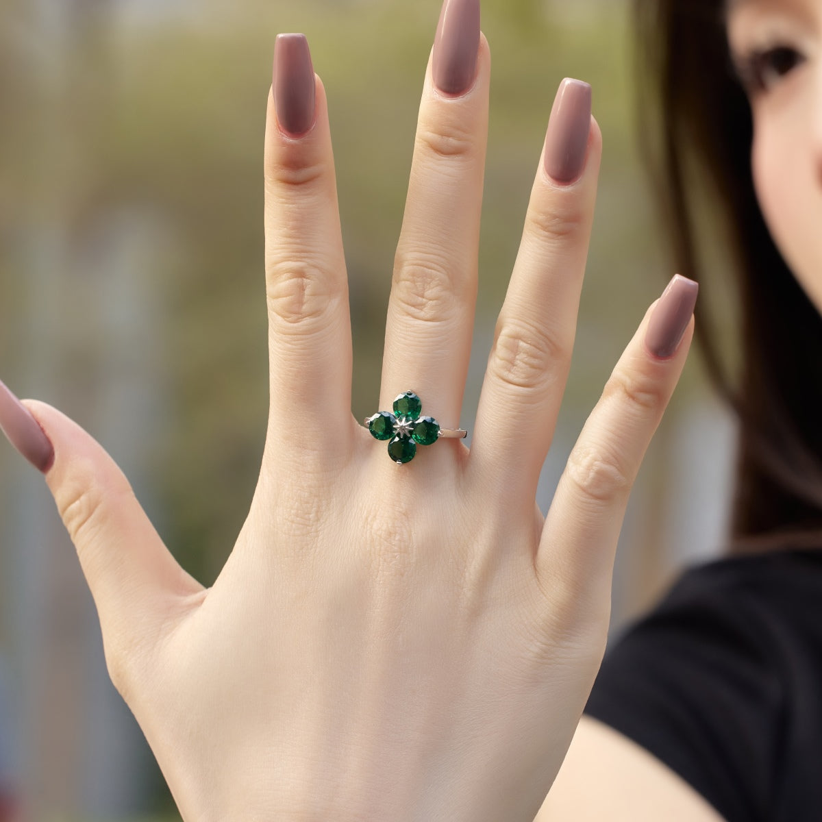 [Royal Jewelry]Four-Leaf Clover Eight-Pointed Star Ring