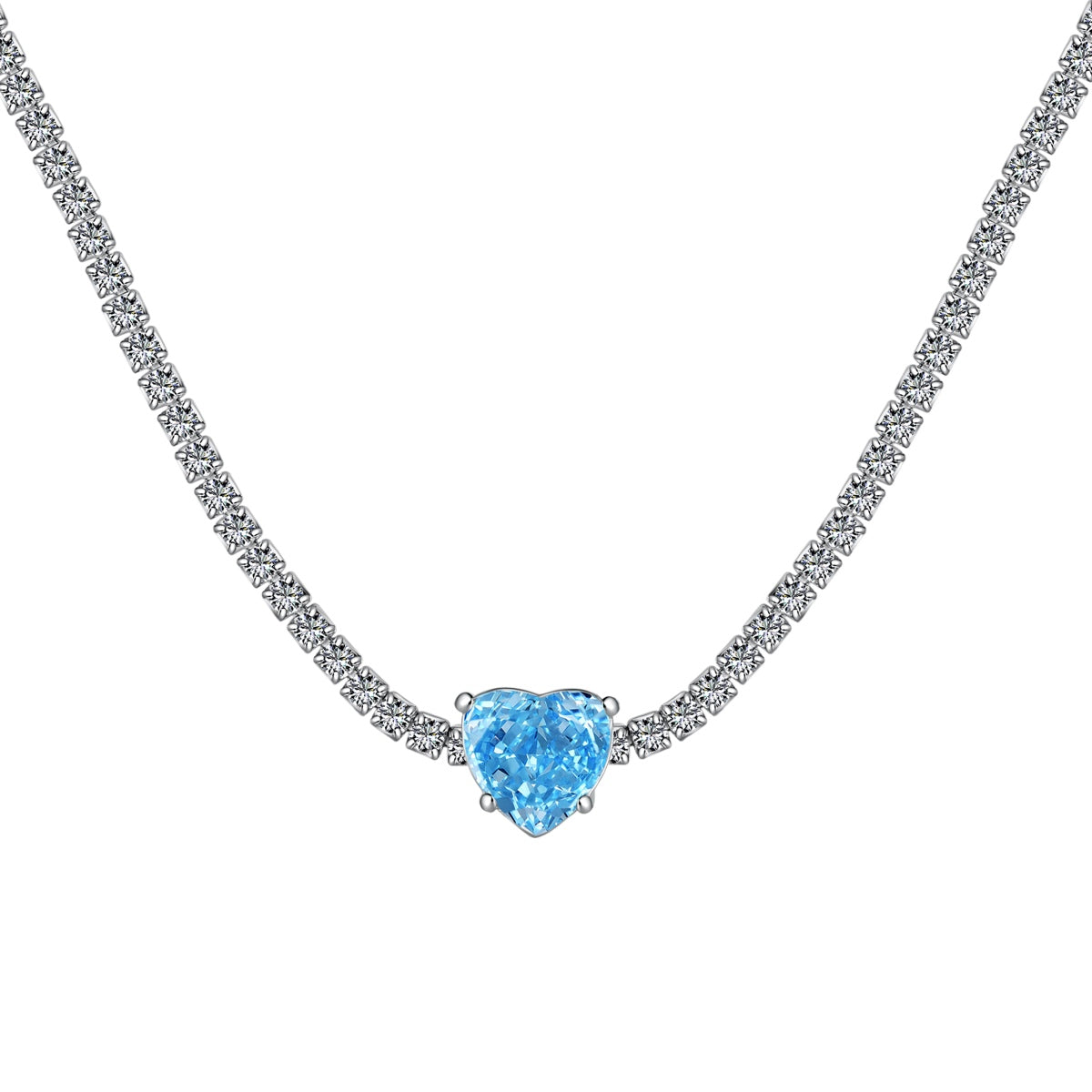 [Royal Jewelry]2.0 Carat Sparkling Tennis Heart Cut Necklace