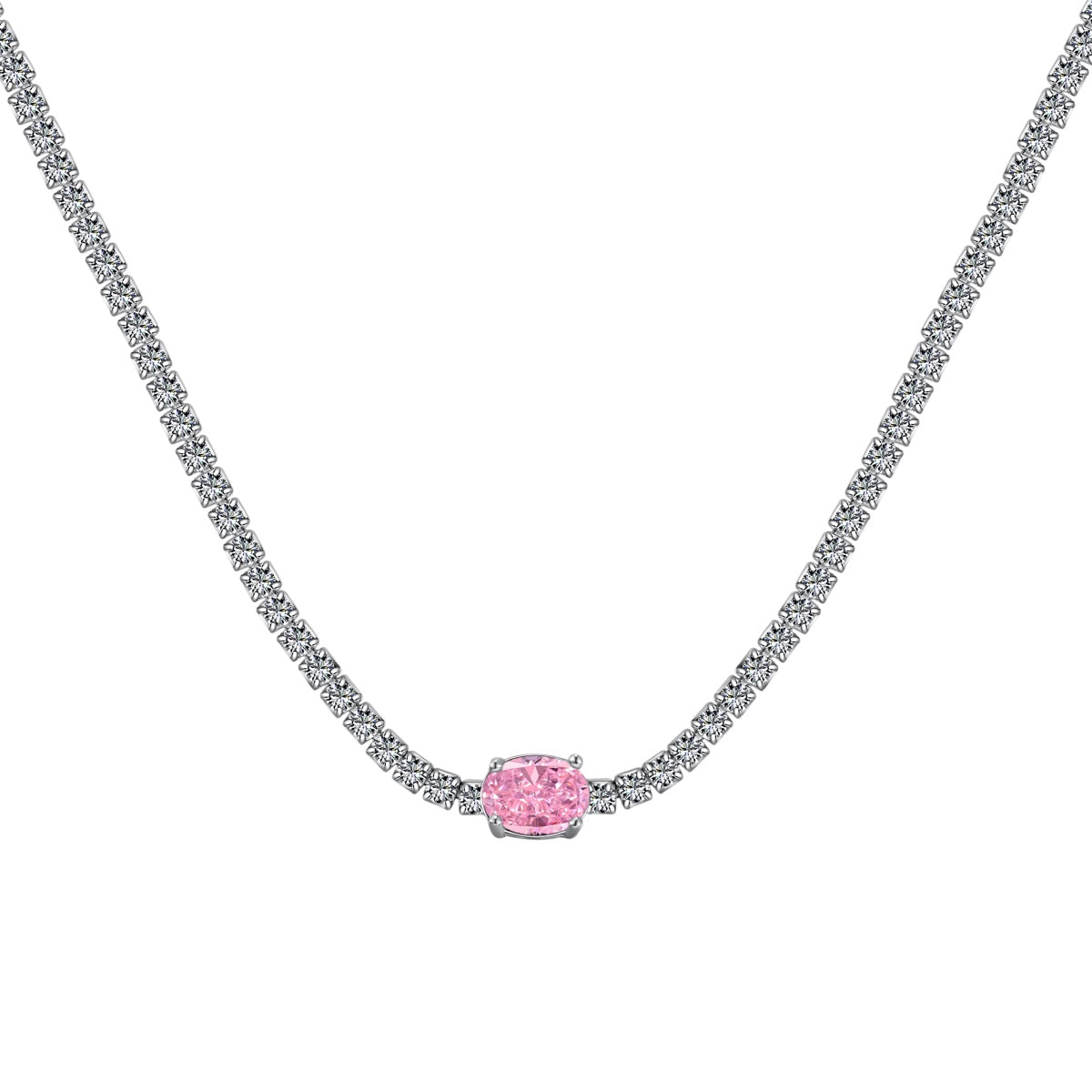 [Royal Jewelry]1.0 Carat Shining Oval Cut Necklace