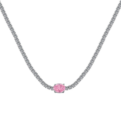 [Royal Jewelry]1.0 Carat Shining Oval Cut Necklace