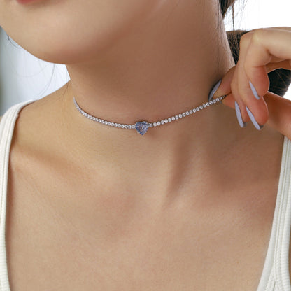 [Royal Jewelry]2.0 Carat Sparkling Tennis Heart Cut Necklace