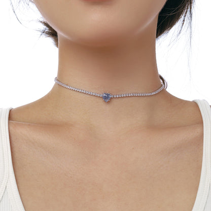 [Royal Jewelry]2.0 Carat Sparkling Tennis Heart Cut Necklace