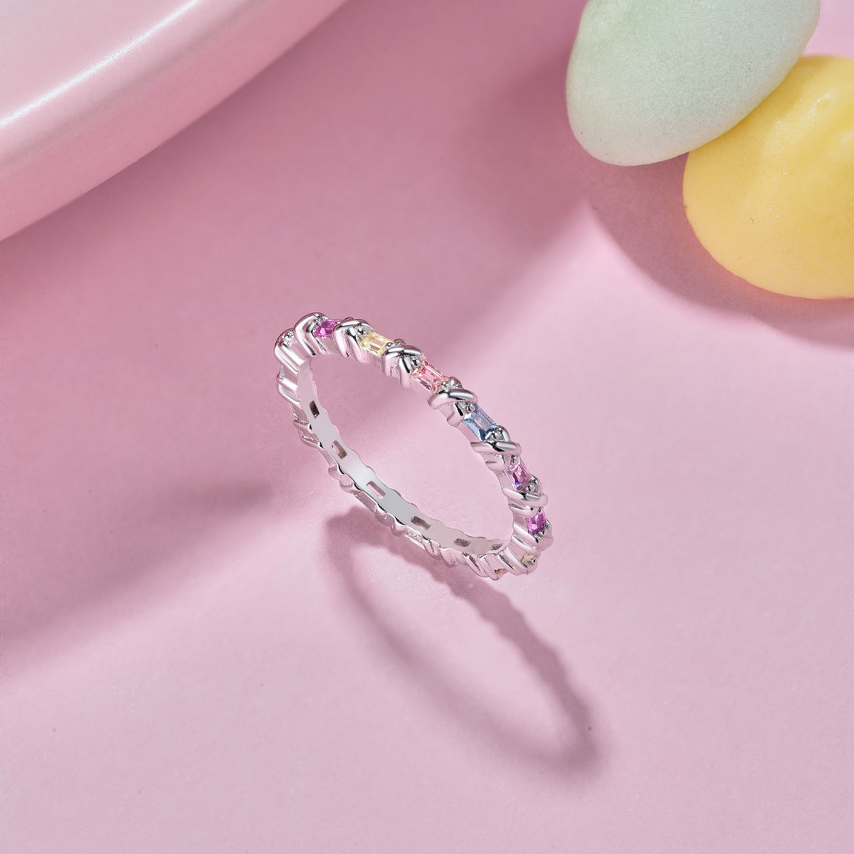 [Royal Jewelry]Charming Colorful Round Cut Daily Ring