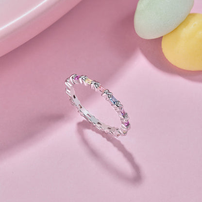 [Royal Jewelry]Charming Colorful Round Cut Daily Ring