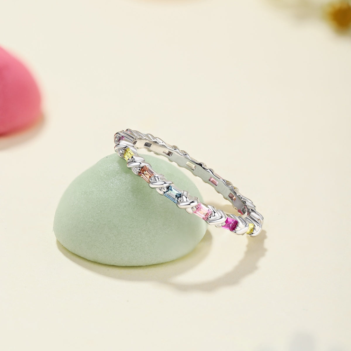 [Royal Jewelry]Charming Colorful Round Cut Daily Ring