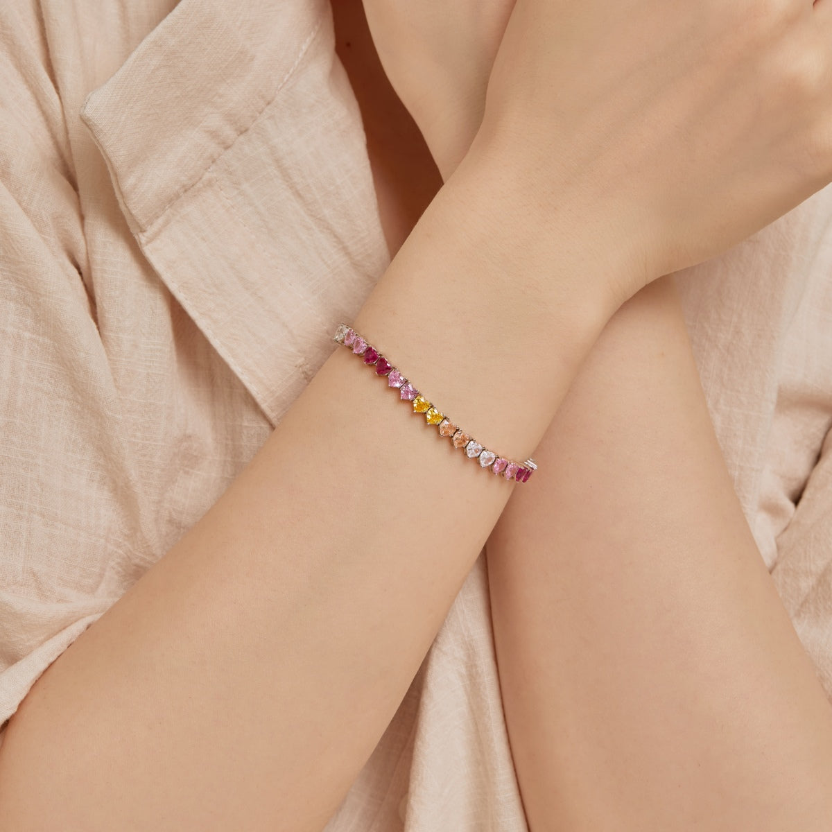 [Royal Jewelry]Luxurious Colorful Romantic Heart Shape Lover Bracelet