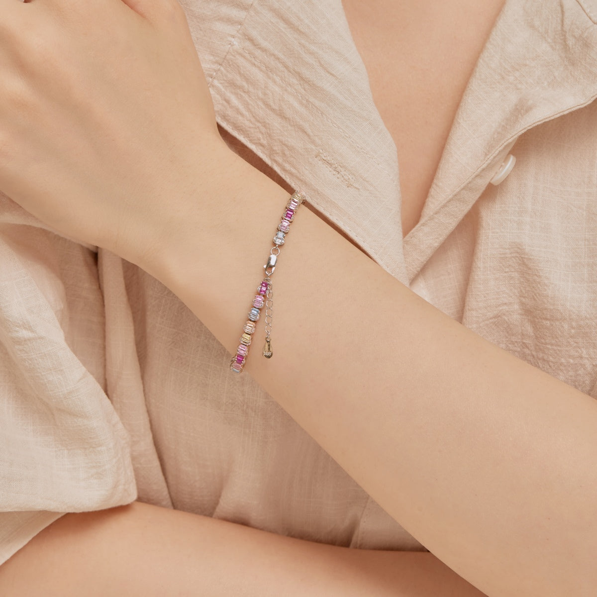[Royal Jewelry]Delicate Colorful Emerald Cut Party Bracelet