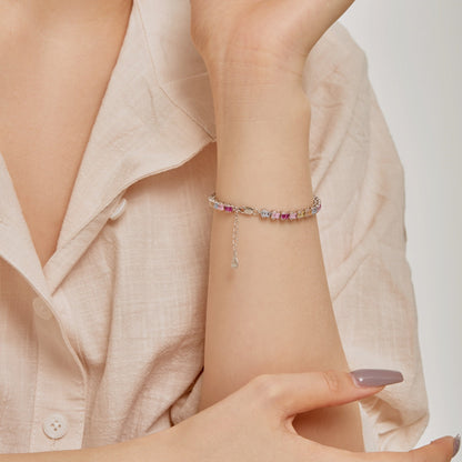 [Royal Jewelry]Delicate Colorful Emerald Cut Party Bracelet