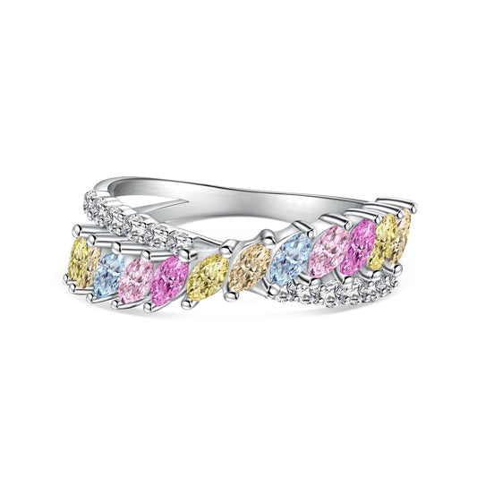 [Royal Jewelry]Unique Colorful Marquise Cut Daily Ring